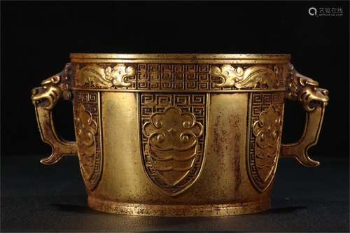 A Chinese Gilt Bronze Incense Burner