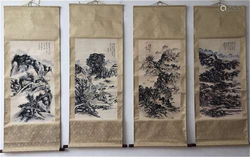 A Set of Four Chinese Paintings