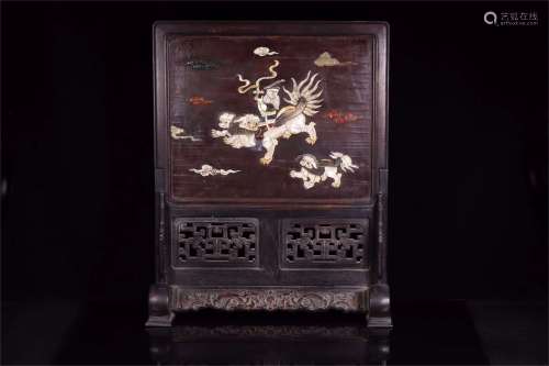 A Chinese Carved Hardwood Table Screen