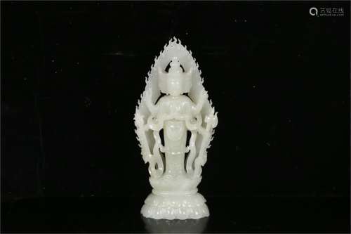 A Chinese Carved Jade Figure of Buddha