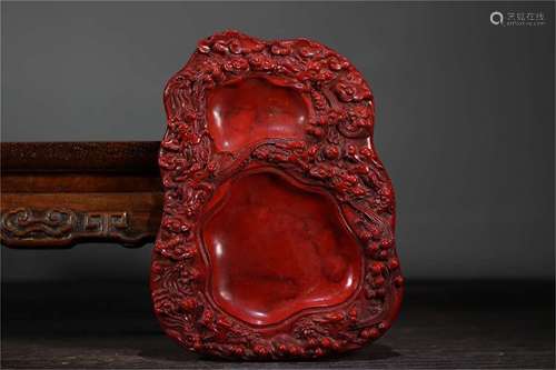 A Chinese Carved Tixi Lacquer Inkstone