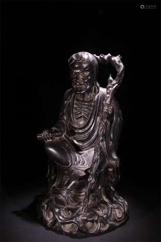 A Chinese Carved Hardwood Figure of Buddha