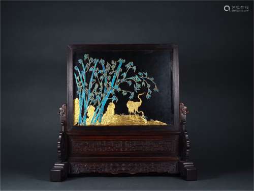 A Chinese Carved Hardwood Table Screen