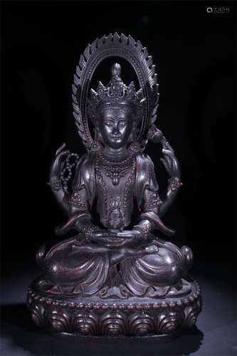 A Chinese Carved Hardwood Figure of Buddha