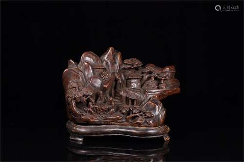 A Chinese Carved Hardwood Decoration