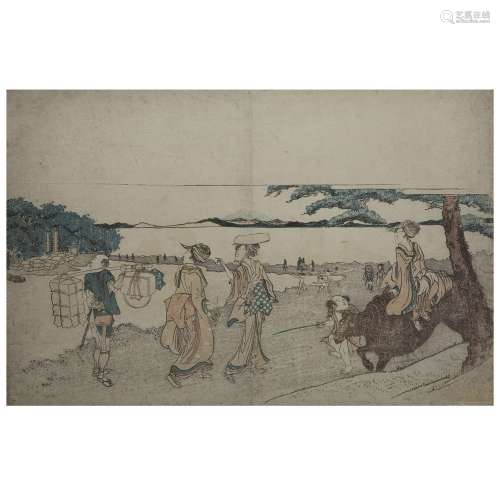 HOKUSAI(1760-1849)(归功于)在江之岛，印有