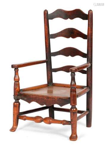 一件18世纪末/19世纪初的兰卡西尔ASHIRE ASH LADDERBACK CHILD'S ARMCHAIR，出处为已故Jane Sumner的遗产。