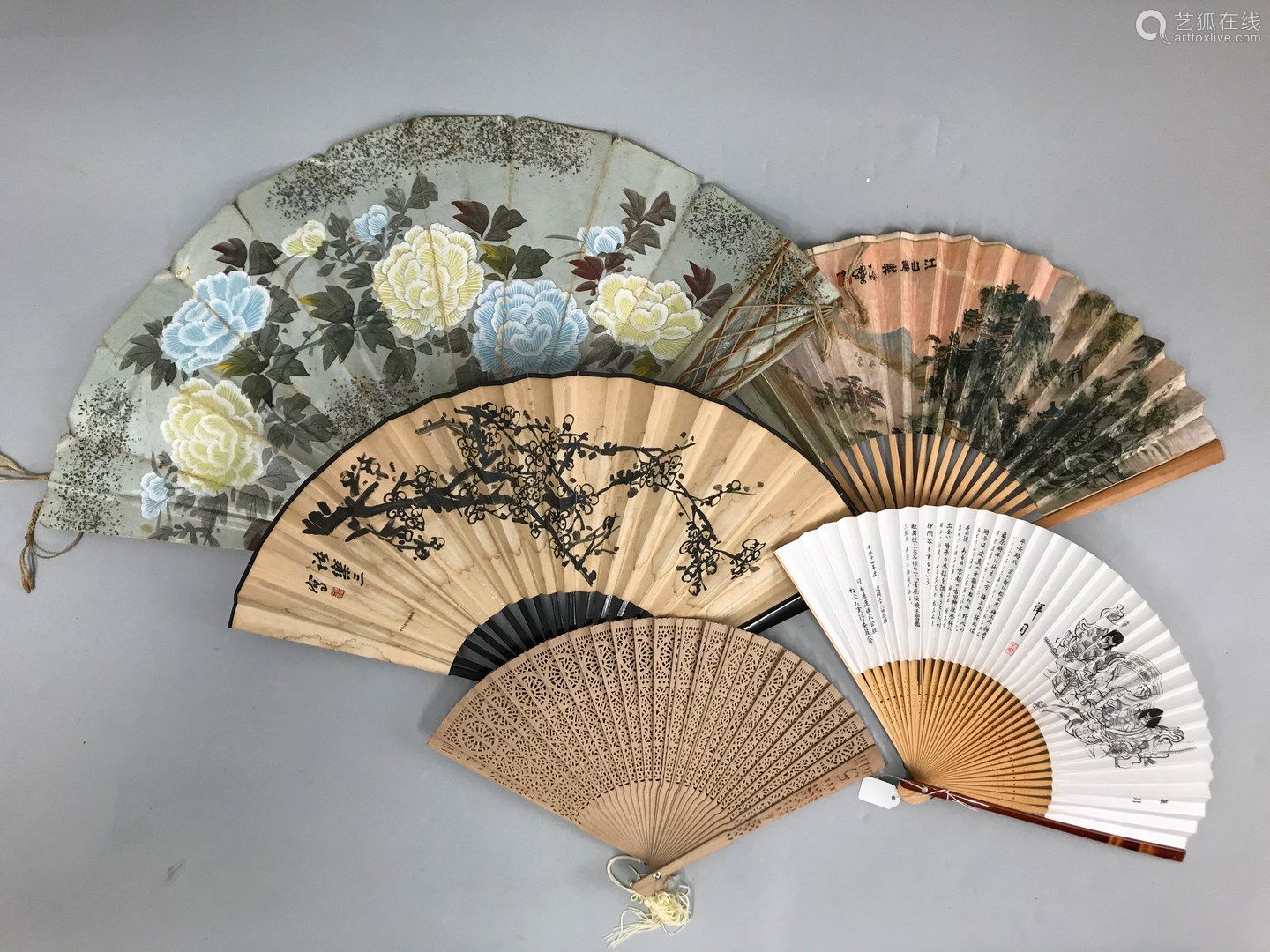 五扇子 亚洲 世纪包括四位中国粉丝和一位叫 舞扇 的日本粉丝 竹制框架 Deal Price Picture