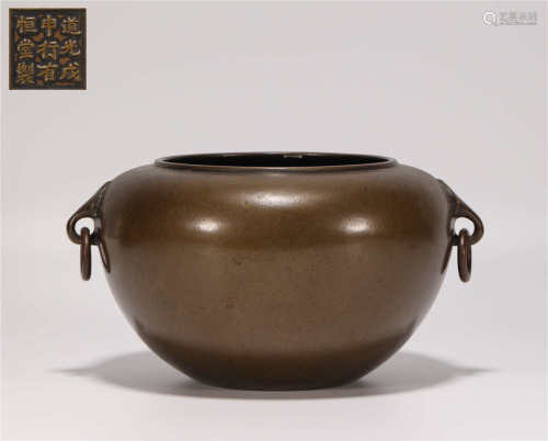 Copper censer with two ears from Qing清代銅質雙耳爐