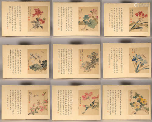 Ink flowers painting album by Lian Ju from ancient China中國水墨花卉畫
居廉
絹本册頁