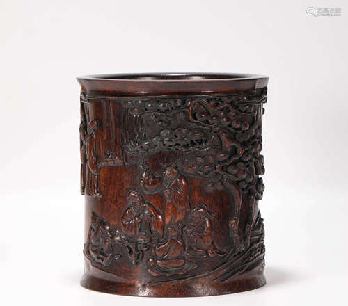 Agilawood writing brush holder from Qing清代沉香人物故事筆筒