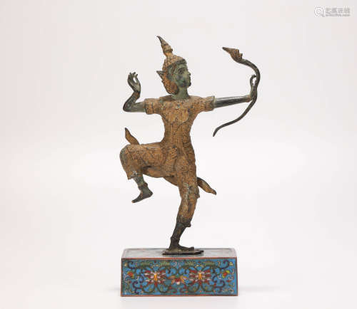 copper and cloisonne Garo sculpture清代銅胎景泰藍伽羅像