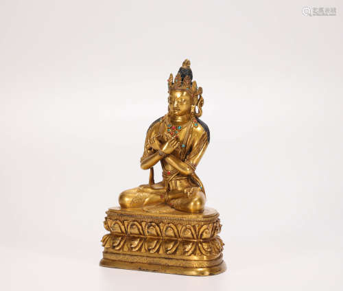 Copper and gilding tara sculpture from Qing清代銅鎏金度母像