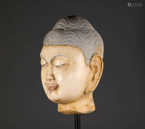 Stone buddhist head sculpture from the Northern Wei北魏时期石质佛祖摆件