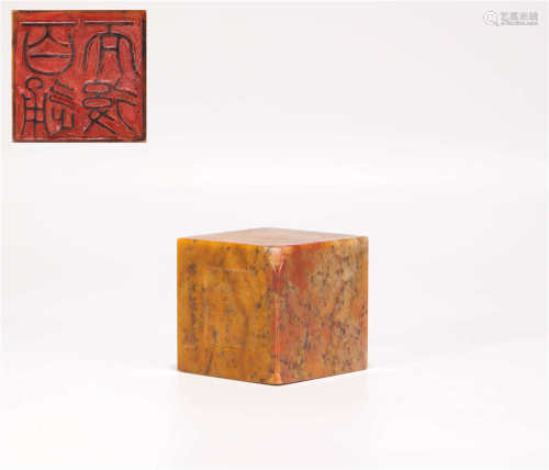Shou Shan stone quadrate seal from Qing清代壽山石四方印章