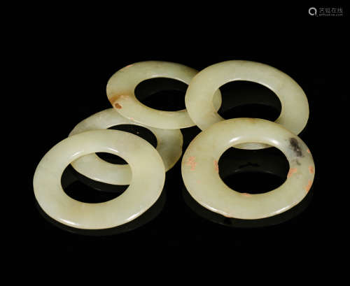 A set of yellow jade bracelets from Hong Shan Culture红山文化黄玉环一套