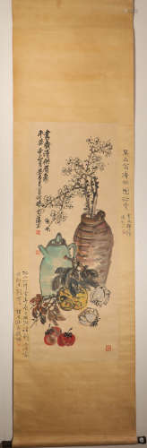 Vertical ink flower painting by Changshuo Wu from ancient China中國水墨花卉畫
吴昌碩
紙本立軸
