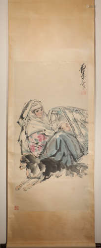 Vertical ink character painting by Zhou Huang from ancient China中國水墨人物畫
黄胄
紙本立軸