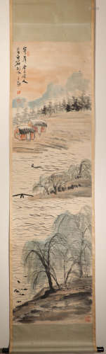 Vertical ink landscape painting by Baishi Qi from ancient China中國水墨風景畫
齊白石
紙本立軸