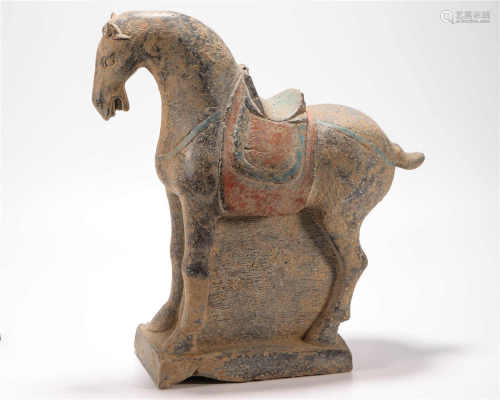 Coloured stone in horse form from Tang唐代石頭加彩站馬