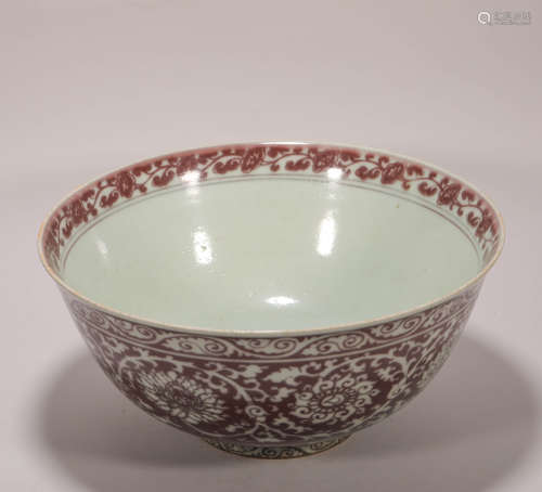 Youligong bowl with flower painting from Ming明代釉里红
花卉纹大碗
