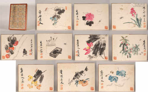 Ink flowers painting album by Baishi qi from ancient China中國水墨花卉畫
白石老人
紙本册頁