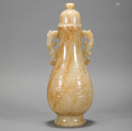Hetian jade vase with two ears from Qing清代和田玉双耳瓶