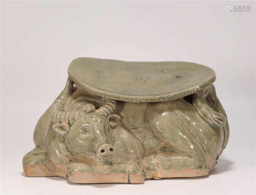 Celadon pillow in ox form from Song宋代青瓷臥牛枕