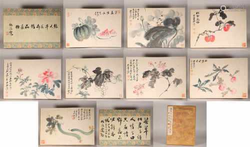 Ink flowers painting album by Daqian Zhang from ancient China中國水墨花卉畫
張大千
紙本册頁
