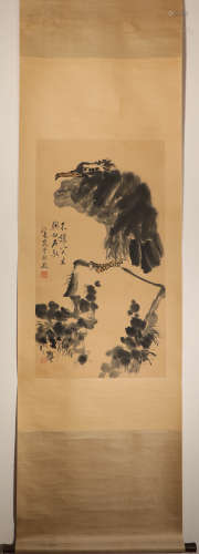 Vertical ink flowers painting by Bada Shanren from ancient China中國水墨花卉畫
八大山人
紙本立軸