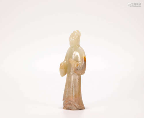 Hetian jade ornament in human form from Han漢代和田玉人俑