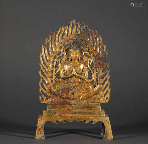 Bronze and gilding buddha sculpture from Tang唐代青銅鎏金佛造像