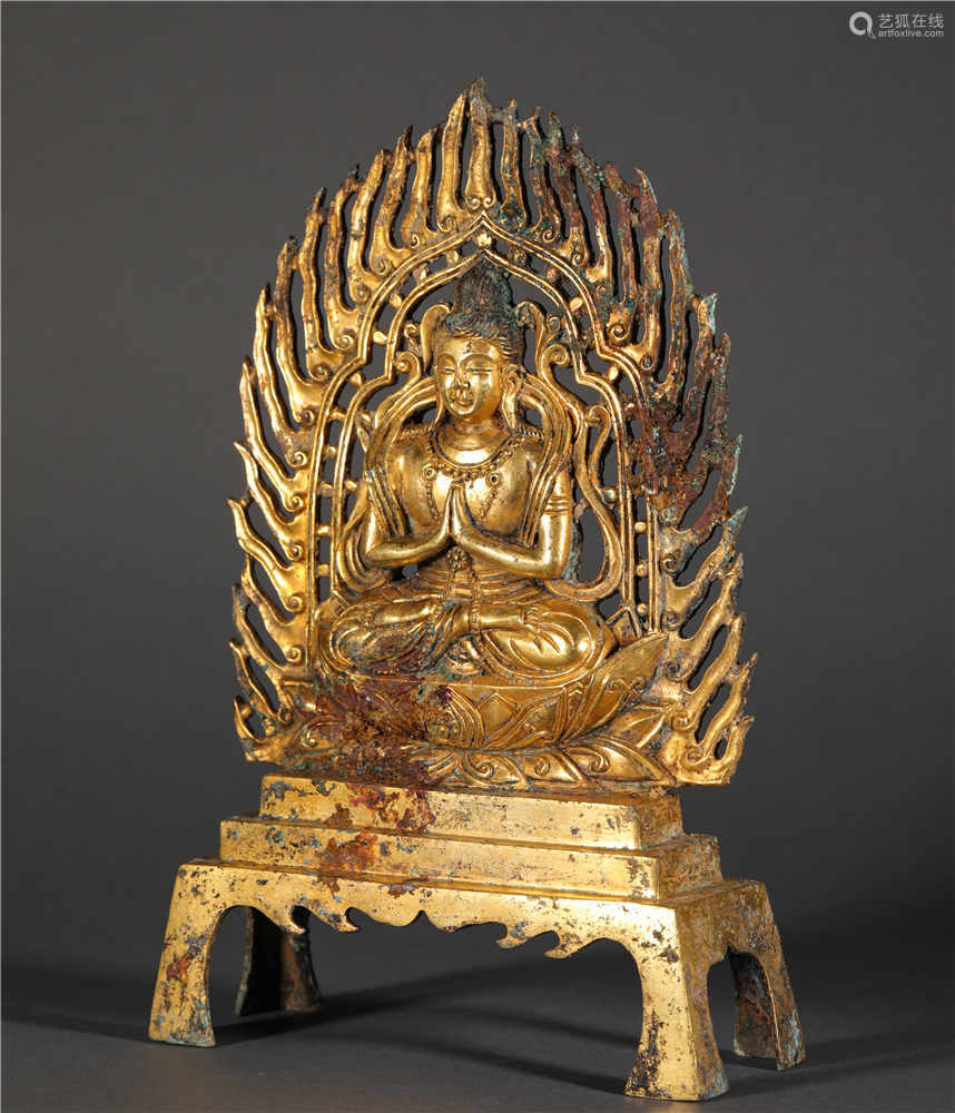 bronzeandgildingbuddhasculpturefromtang唐代青铜鎏金佛造像