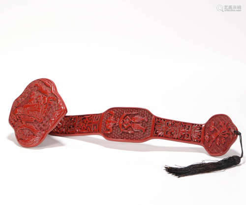 Carved lacquerware Ru Yi ornament from Qing清代剔紅如意