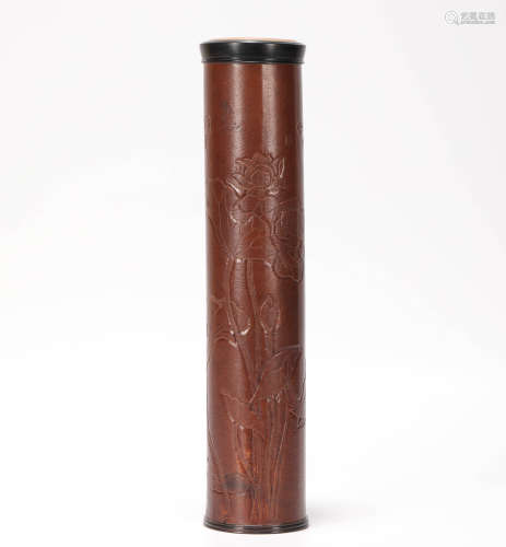 Incense tube with carved flowers from Qing清代刻花孢器香筒