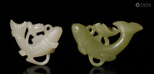 Qing Dynasty - Set of Hetian Jade Fish
