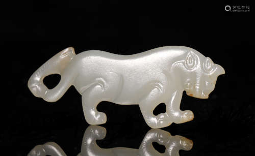 Qing Dynasty - Hetian Jade Tiger Ornament