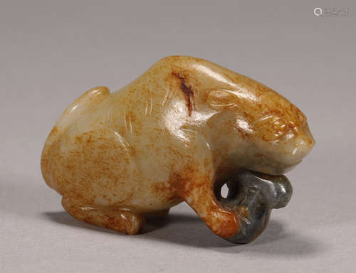 Qing Dynasty - Hetian Jade Tiger Ornament