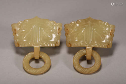 Han Dynasty -  Pair of Jade Door Handle