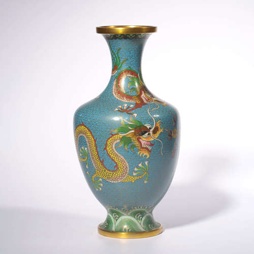 A BRONZE ENAMEL DRAGON PATTERN VASE