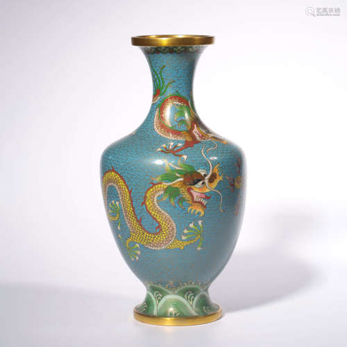 A BRONZE ENAMEL DRAGON PATTERN VASE