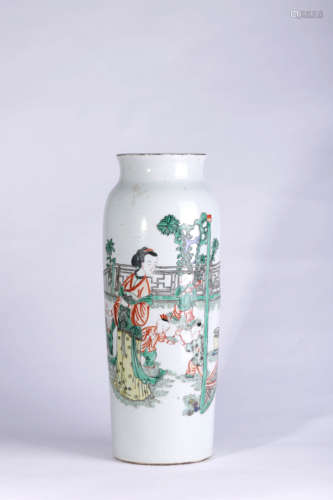 A FAMILLE VERTE FIGURES PORCELAIN VASE