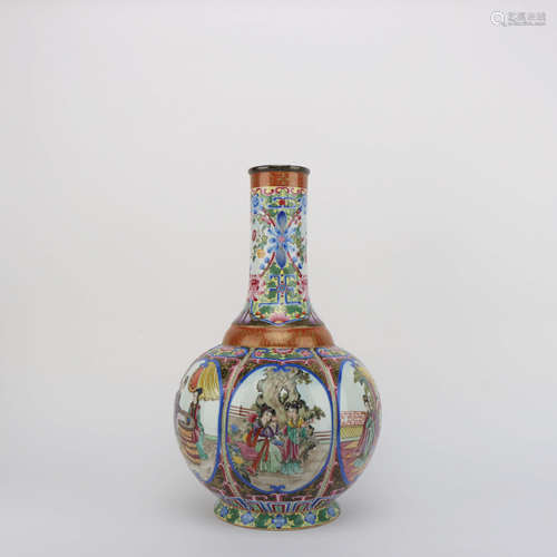 AN ENAMEL FIGURES PORCELAIN VASE