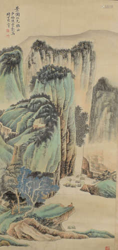 A CHINESE LANDSCAPE PAINTING SCROLL CHEN SHAOMEI MARK