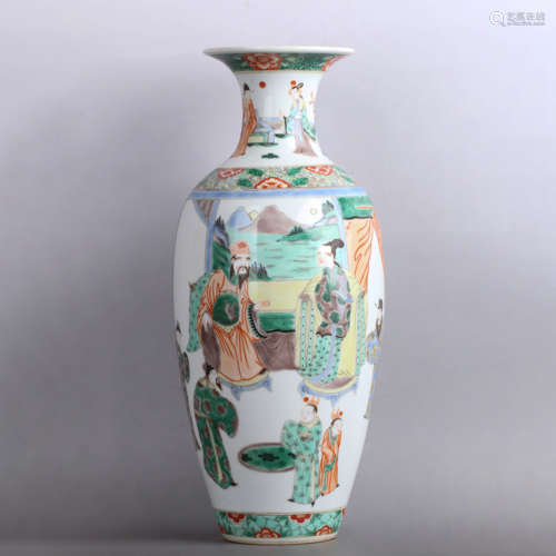 A FAMILLE VERTE FIGURE PORCELAIN VASE