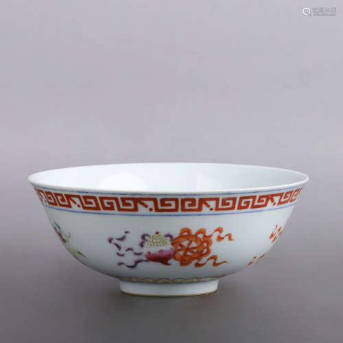 A FAMILLE ROSE EIGHT TREASURE PATTERN PORCELAIN BOWL