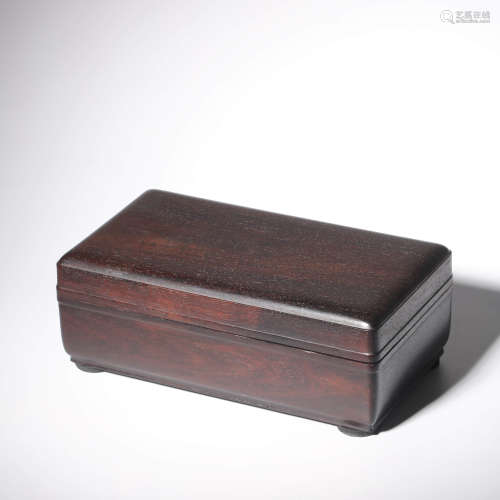 A RED SANDALWOOD BOX WITH COVER