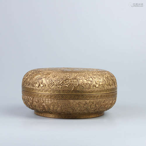 A GILT-BRONZE LANDSCAPE HOLDING BOX