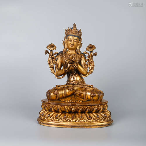 A GILT-BRONZE TARA BODHISATTVA STATUE