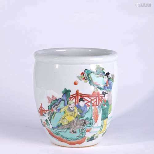 A FAMILLE VERTE FIGURES PORCELAIN JAR